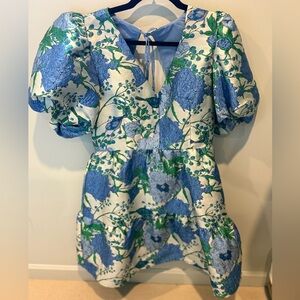 Sugarlips Willa Floral May Jacquard Tiered Mini Dress size large